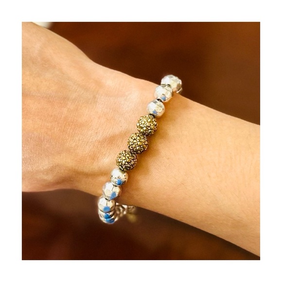 Lucky Brand Silver with Gold Hammered Ball Beaded Bracelet - Picture 2 of 3